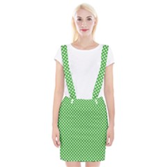 White Heart-shaped Clover On Green St  Patrick s Day Braces Suspender Skirt by PodArtist