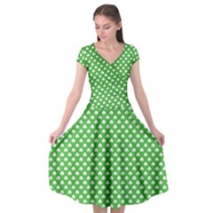 White Heart-shaped Clover On Green St  Patrick s Day Cap Sleeve Wrap Front Dress by PodArtist