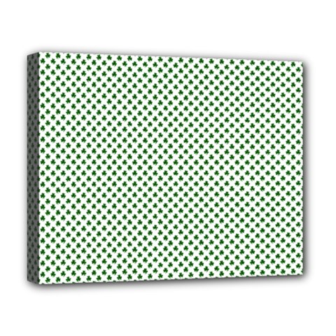 Shamrock 2-tone Green On White St Patrick’s Day Clover Deluxe Canvas 20  X 16   by PodArtist