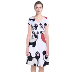 Panda Short Sleeve Front Wrap Dress by Valentinaart