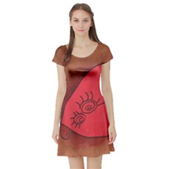 Red Worm Short Sleeve Skater Dress by snowwhitegirl