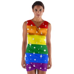 Sparkly Rainbow Flag Wrap Front Bodycon Dress by Valentinaart