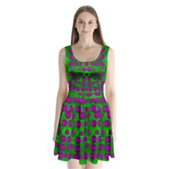 The Pixies Dance On Green In Peace Split Back Mini Dress  by pepitasart