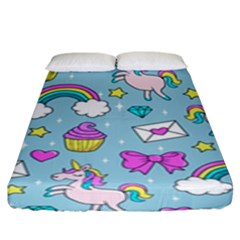 Cute Unicorn Pattern Fitted Sheet (king Size) by Valentinaart