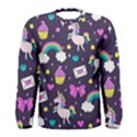 Cute Unicorn Pattern Men s Long Sleeve Tee View1