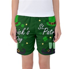 St Patricks Leprechaun Women s Basketball Shorts by Valentinaart