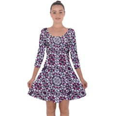 Boho Bold Vibrant Ornate Pattern Quarter Sleeve Skater Dress by dflcprints