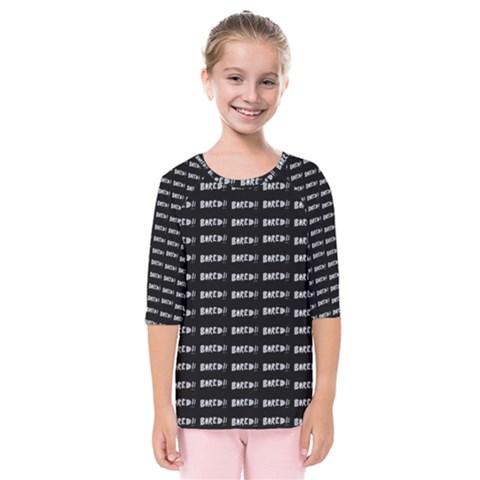 Bored Comic Style Word Pattern Kids  Quarter Sleeve Raglan Tee by dflcprints