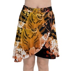 Cute Little Tiger With Flowers Chiffon Wrap by FantasyWorld7