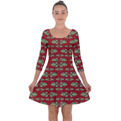 Tropical Stylized Floral Pattern Quarter Sleeve Skater Dress by dflcprints