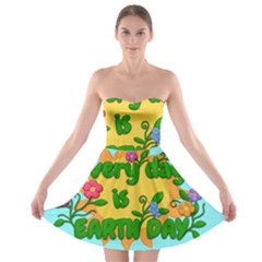 Earth Day Strapless Bra Top Dress by Valentinaart