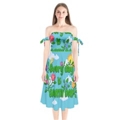 Earth Day Shoulder Tie Bardot Midi Dress by Valentinaart