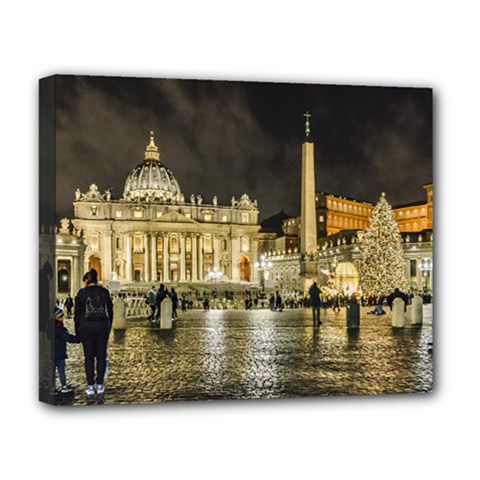 Saint Peters Basilica Winter Night Scene, Rome, Italy Deluxe Canvas 20  X 16   by dflcprints