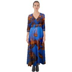 Jellyfish Aquarium Button Up Boho Maxi Dress by trendistuff