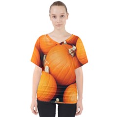 Pumpkins 1 V-neck Dolman Drape Top by trendistuff