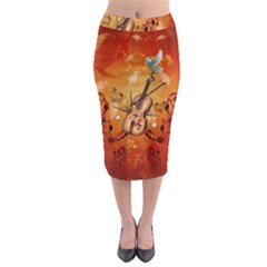 Violin With Violin Bow And Dove Midi Pencil Skirt by FantasyWorld7