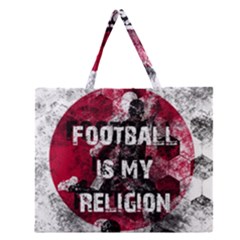 Football Is My Religion Zipper Large Tote Bag by Valentinaart