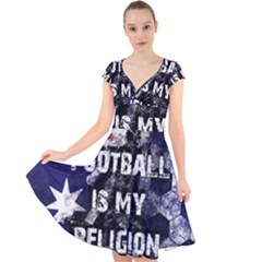 Football Is My Religion Cap Sleeve Front Wrap Midi Dress by Valentinaart