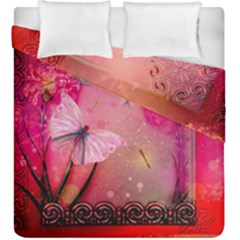 Wonderful Butterflies With Dragonfly Duvet Cover Double Side (king Size) by FantasyWorld7