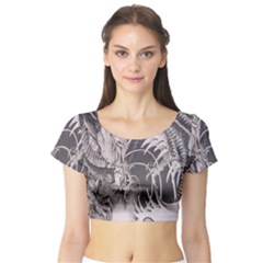 Chinese Dragon Tattoo Short Sleeve Crop Top by Sapixe