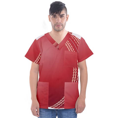 Cricket Ball Men s V-neck Scrub Top by Sapixe