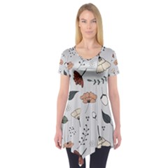 Grey Toned Pattern Short Sleeve Tunic  by Nexatart