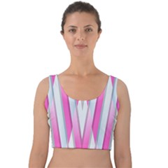 Geometric 3d Design Pattern Pink Velvet Crop Top by Nexatart