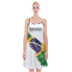 Flag Of Brazil Spaghetti Strap Velvet Dress by Sapixe