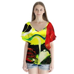Drama 1 V-neck Flutter Sleeve Top by bestdesignintheworld