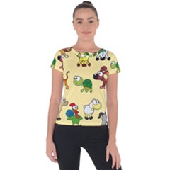 Group Of Animals Graphic Short Sleeve Sports Top  by Sapixe