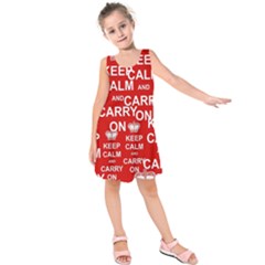 Keep Calm And Carry On Kids  Sleeveless Dress by Sapixe