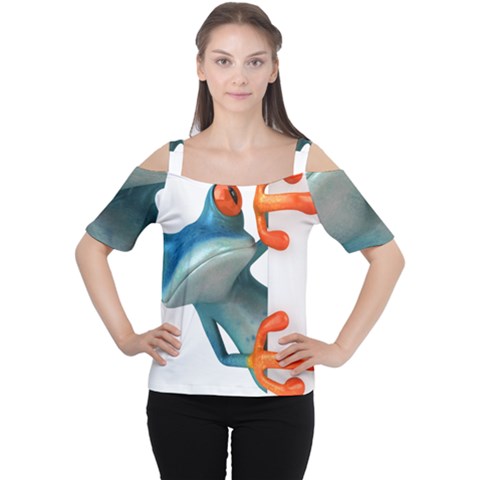 Tree Frog Illustration Cutout Shoulder Tee by Sapixe