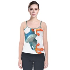 Tree Frog Illustration Velvet Spaghetti Strap Top by Sapixe