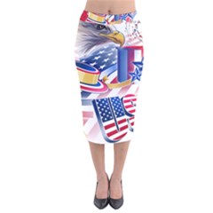 United States Of America Usa  Images Independence Day Velvet Midi Pencil Skirt by Sapixe