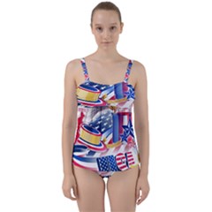 United States Of America Usa  Images Independence Day Twist Front Tankini Set by Sapixe