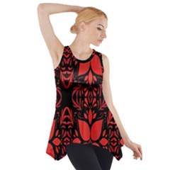 Christmas Red And Black Background Side Drop Tank Tunic by Sapixe