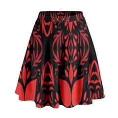 Christmas Red And Black Background High Waist Skirt by Sapixe