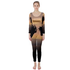 Horses Sunset Photoshop Graphics Long Sleeve Catsuit by Sapixe