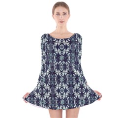 Intersecting Geometric Design Long Sleeve Velvet Skater Dress by dflcprints
