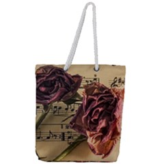 Sheet Music Manuscript Old Time Full Print Rope Handle Tote (large) by Sapixe