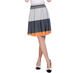 Orange Sand Charcoal Stripes Pattern Striped Elegant A-line Skirt by yoursparklingshop