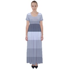 Elegant Shades Of Gray Stripes Pattern Striped High Waist Short Sleeve Maxi Dress by yoursparklingshop