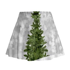 Christmas Xmas Tree Bokeh Mini Flare Skirt by Simbadda