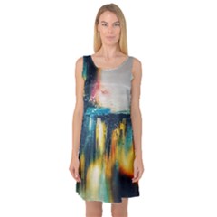 Art Painting Abstract Yangon Sleeveless Satin Nightdress by Simbadda