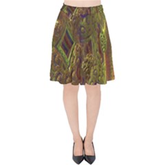 Fractal Virtual Abstract Velvet High Waist Skirt by Simbadda