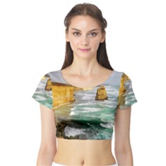 Coastal Landscape Short Sleeve Crop Top by Modern2018