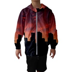 Skyline Panoramic City Architecture Hooded Wind Breaker (kids) by Simbadda