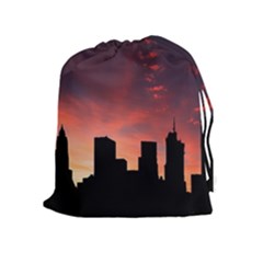 Skyline Panoramic City Architecture Drawstring Pouches (extra Large) by Simbadda