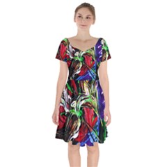 Lillies In Terracota Vase Short Sleeve Bardot Dress by bestdesignintheworld