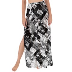 Black And White Patchwork Pattern Maxi Chiffon Tie-up Sarong by dflcprints